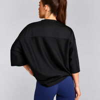 Oversized V Neck T-Shirt with Oner Graphic | Black