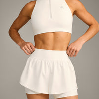 UnifiedMove Double Layer Shorts 5" with Reflective Logo | Marshmallow White