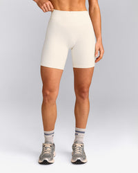 UnifiedMove™ High Waisted Shorts 6" with Reflective Logo | Marshmallow White