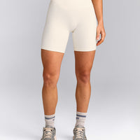 UnifiedMove™ High Waisted Shorts 6" with Reflective Logo | Marshmallow White