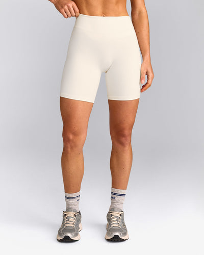 UnifiedMove™ High Waisted Shorts 6" with Reflective Logo | Marshmallow White