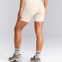 UnifiedMove™ High Waisted Shorts 6" with Reflective Logo | Marshmallow White