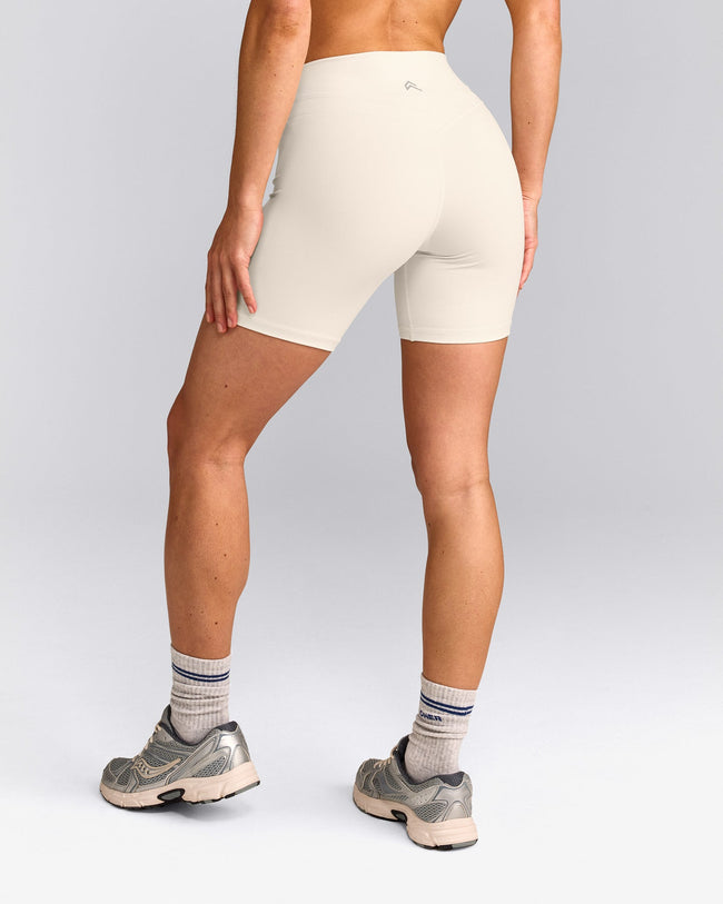 UnifiedMove™ High Waisted Shorts 6" with Reflective Logo | Marshmallow White