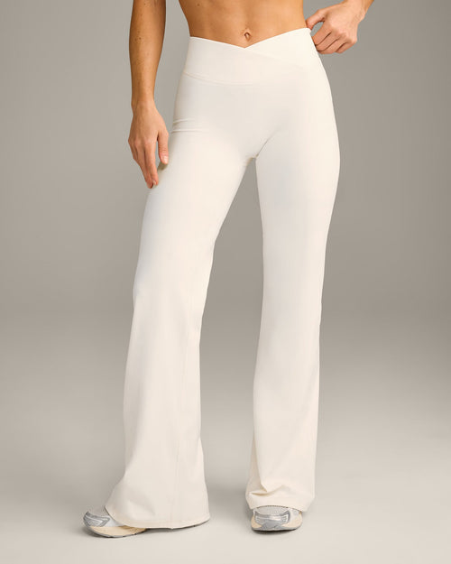 UnifiedMove™ Wrap Flared Pants with Reflective Logo | Marshmallow White