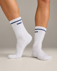Varsity Stripe Crew Socks 3 Pack | White/Gray