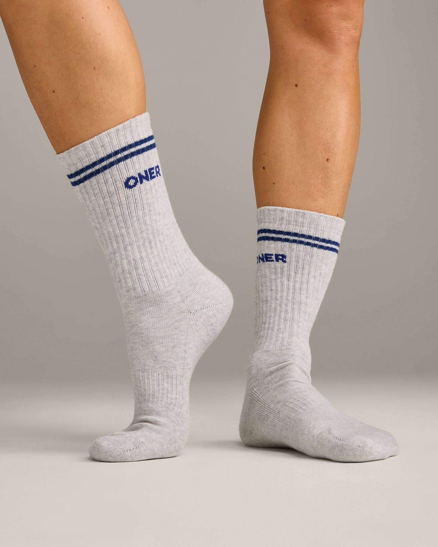 Varsity Stripe Crew Socks 3 Pack | White/Gray