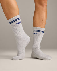 Varsity Stripe Crew Socks 3 Pack | White/Gray