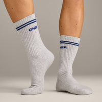 Varsity Stripe Crew Socks 3 Pack | White/Gray
