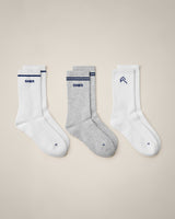Varsity Stripe Crew Socks 3 Pack | White/Gray