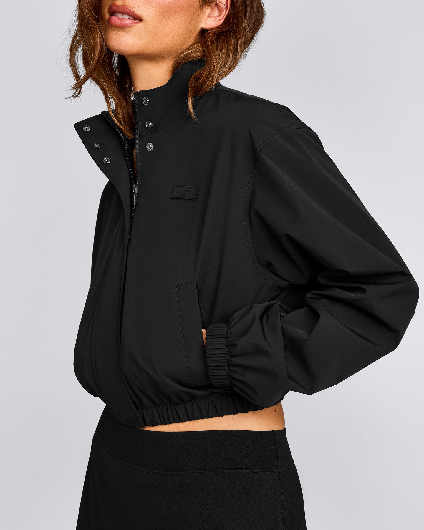 Cropped Bomber Jacket | Black