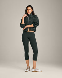 Cropped Bomber Jacket | Emerald Noir