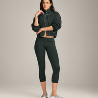 Cropped Bomber Jacket | Emerald Noir