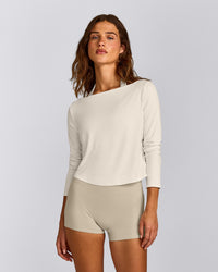 FormeSoft™ Relaxed Slash Neck Long Sleeve Top | Marshmallow White