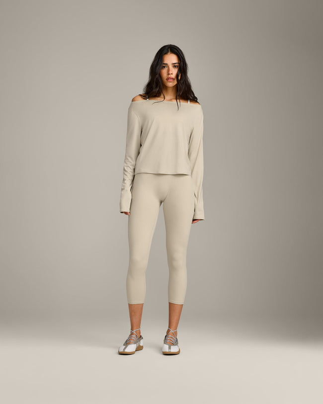 FormeSoft™ Relaxed Slash Neck Long Sleeve Top | Oatmeal