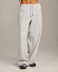 Jersey Tracksuit Straight Leg Sweatpants | Light Gray Marl