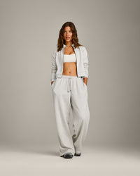 Jersey Tracksuit Straight Leg Sweatpants | Light Gray Marl