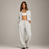 Jersey Tracksuit Straight Leg Sweatpants | Light Gray Marl
