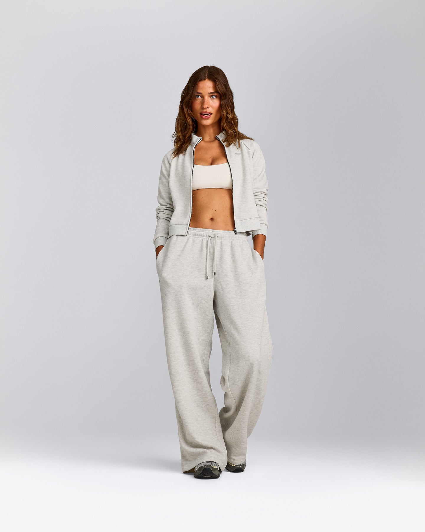 Jersey Tracksuit Straight Leg Sweatpants | Light Gray Marl