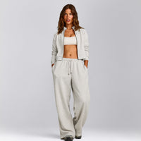 Jersey Tracksuit Straight Leg Sweatpants | Light Gray Marl