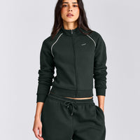 Jersey Tracksuit Zip Up Jacket | Emerald Noir