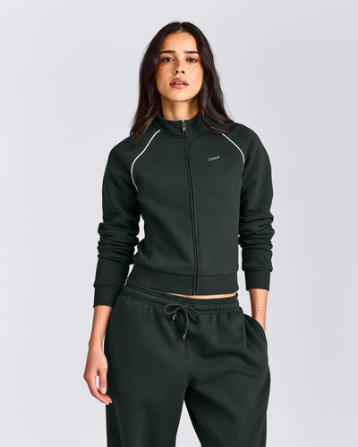 Jersey Tracksuit Zip Up Jacket | Emerald Noir