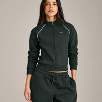 Jersey Tracksuit Zip Up Jacket | Emerald Noir