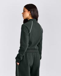 Jersey Tracksuit Zip Up Jacket | Emerald Noir