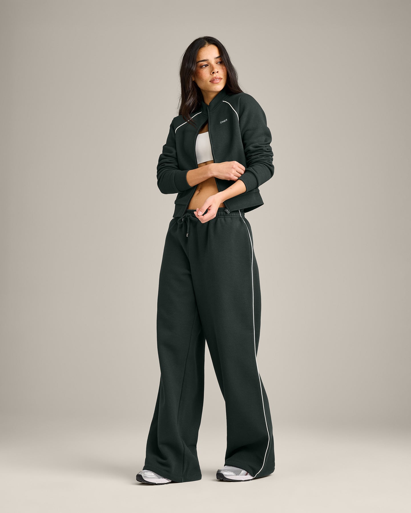 Jersey Tracksuit Zip Up Jacket | Emerald Noir