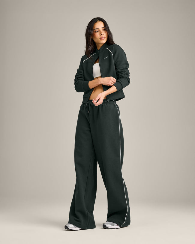 Jersey Tracksuit Zip Up Jacket | Emerald Noir