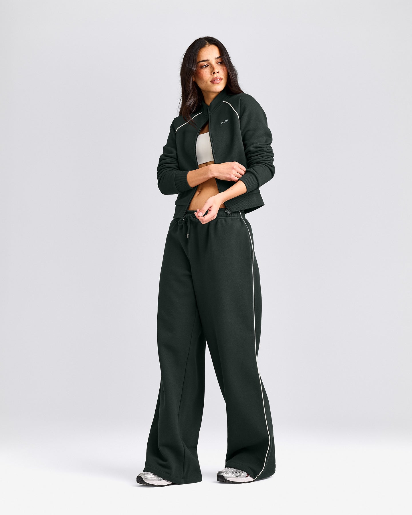 Jersey Tracksuit Zip Up Jacket | Emerald Noir