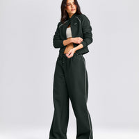 Jersey Tracksuit Zip Up Jacket | Emerald Noir