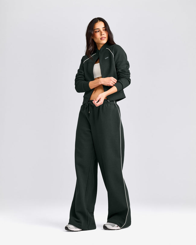 Jersey Tracksuit Zip Up Jacket | Emerald Noir