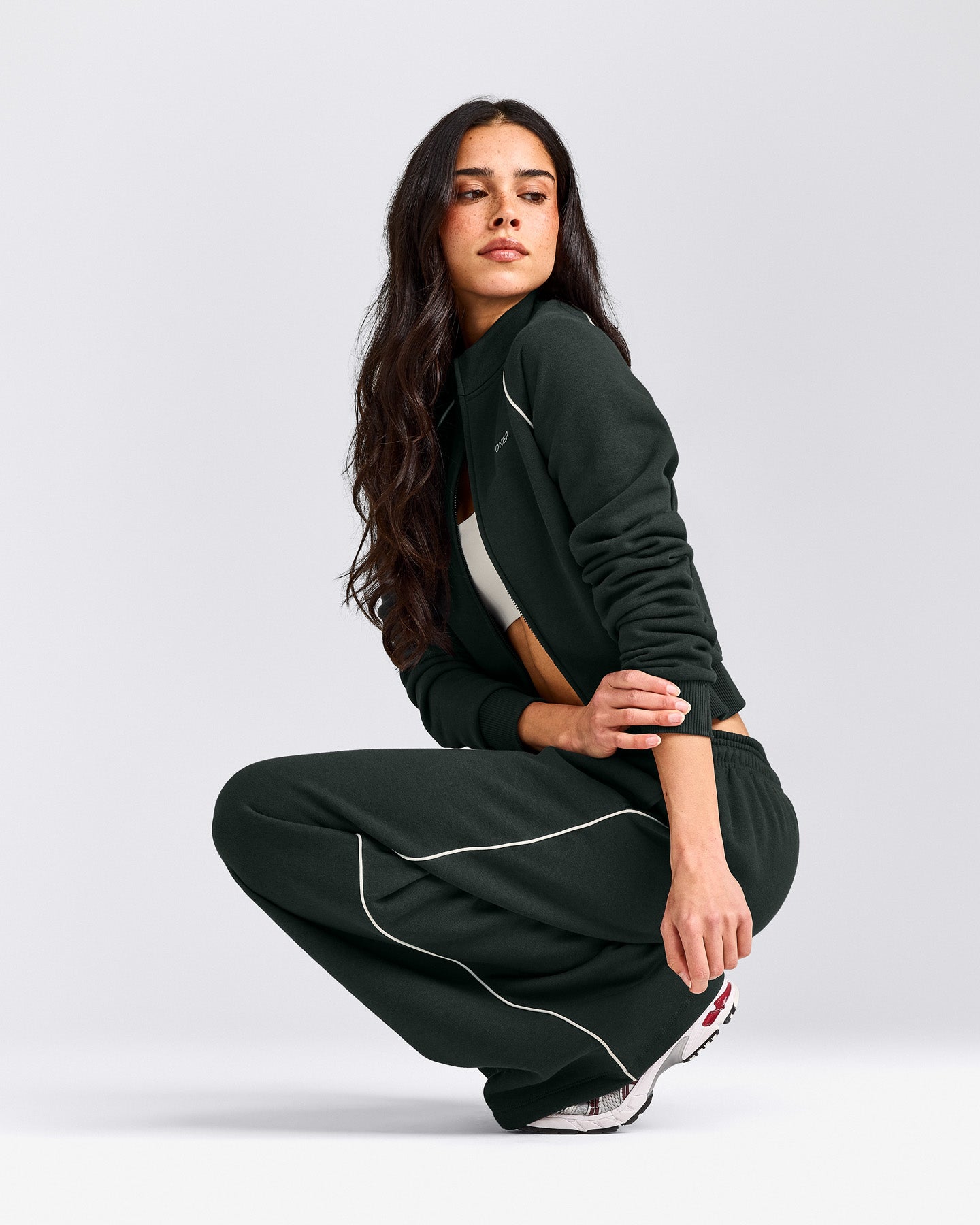 Jersey Tracksuit Zip Up Jacket | Emerald Noir