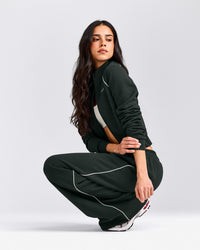 Jersey Tracksuit Zip Up Jacket | Emerald Noir