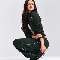 Jersey Tracksuit Zip Up Jacket | Emerald Noir