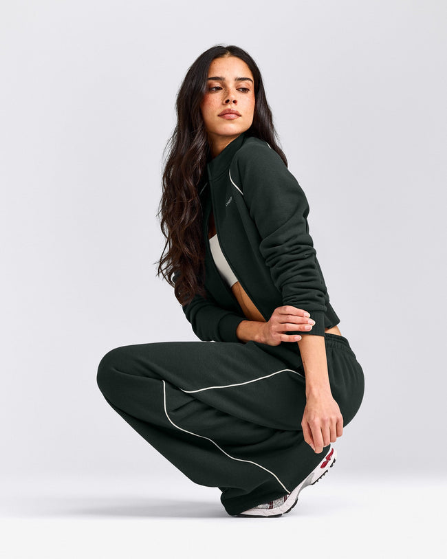Jersey Tracksuit Zip Up Jacket | Emerald Noir