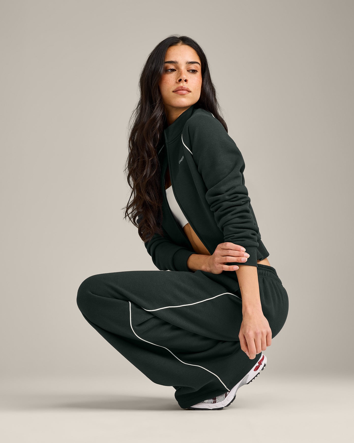 Jersey Tracksuit Zip Up Jacket | Emerald Noir