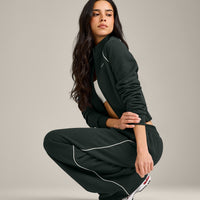 Jersey Tracksuit Zip Up Jacket | Emerald Noir