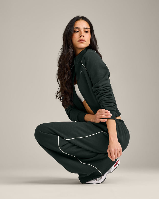 Jersey Tracksuit Zip Up Jacket | Emerald Noir
