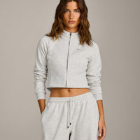 Jersey Tracksuit Zip Up Jacket | Light Gray Marl