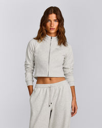 Jersey Tracksuit Zip Up Jacket | Light Gray Marl