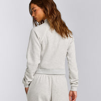 Jersey Tracksuit Zip Up Jacket | Light Gray Marl