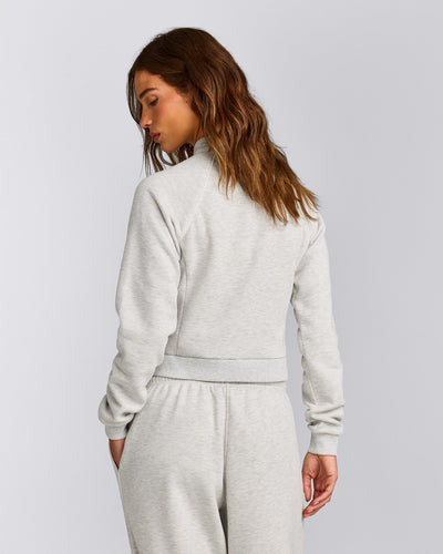 Jersey Tracksuit Zip Up Jacket | Light Gray Marl