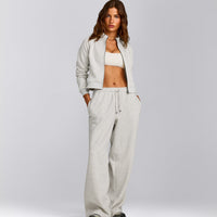 Jersey Tracksuit Zip Up Jacket | Light Gray Marl