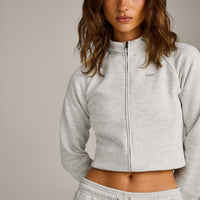 Jersey Tracksuit Zip Up Jacket | Light Gray Marl