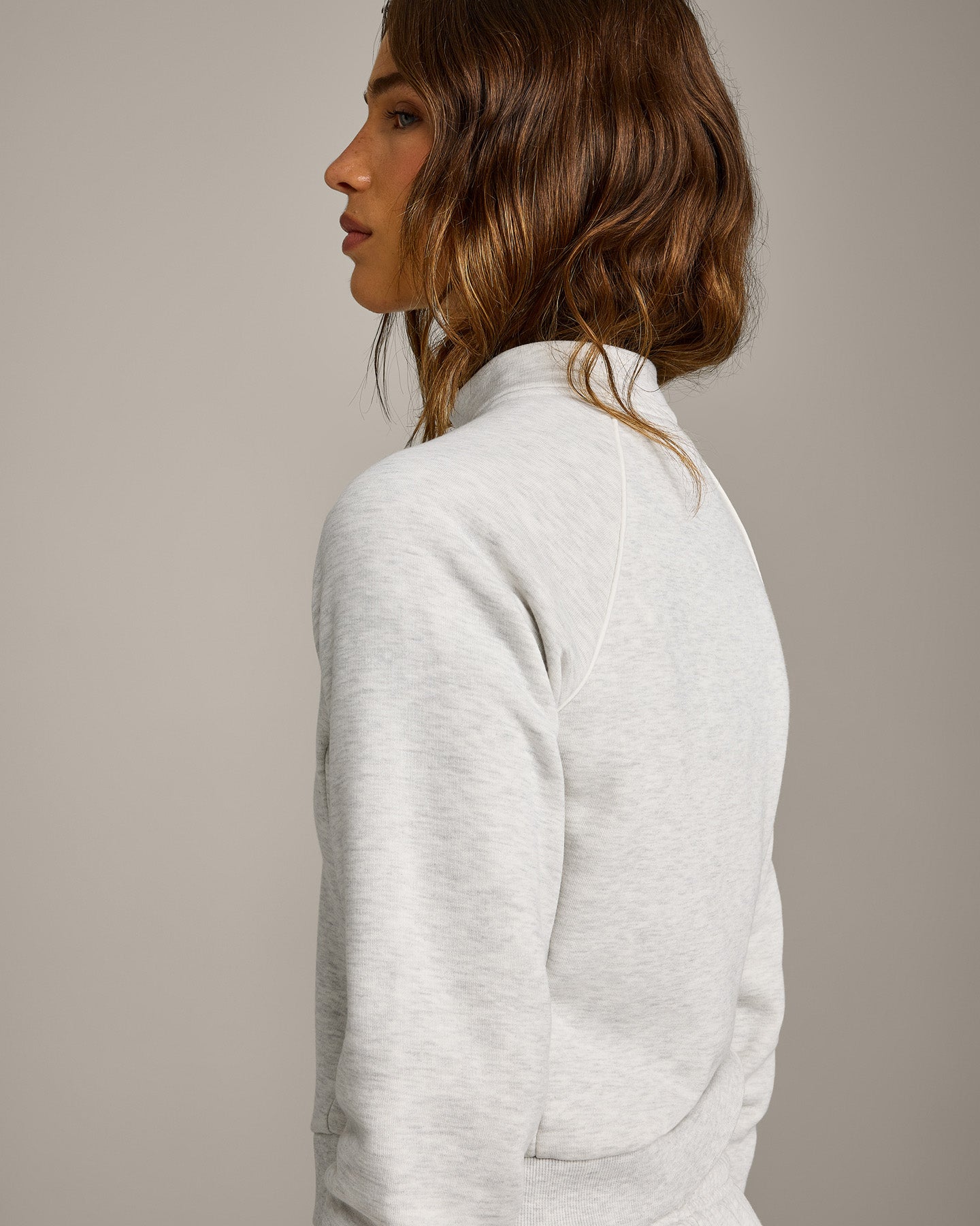 Jersey Tracksuit Zip Up Jacket | Light Gray Marl