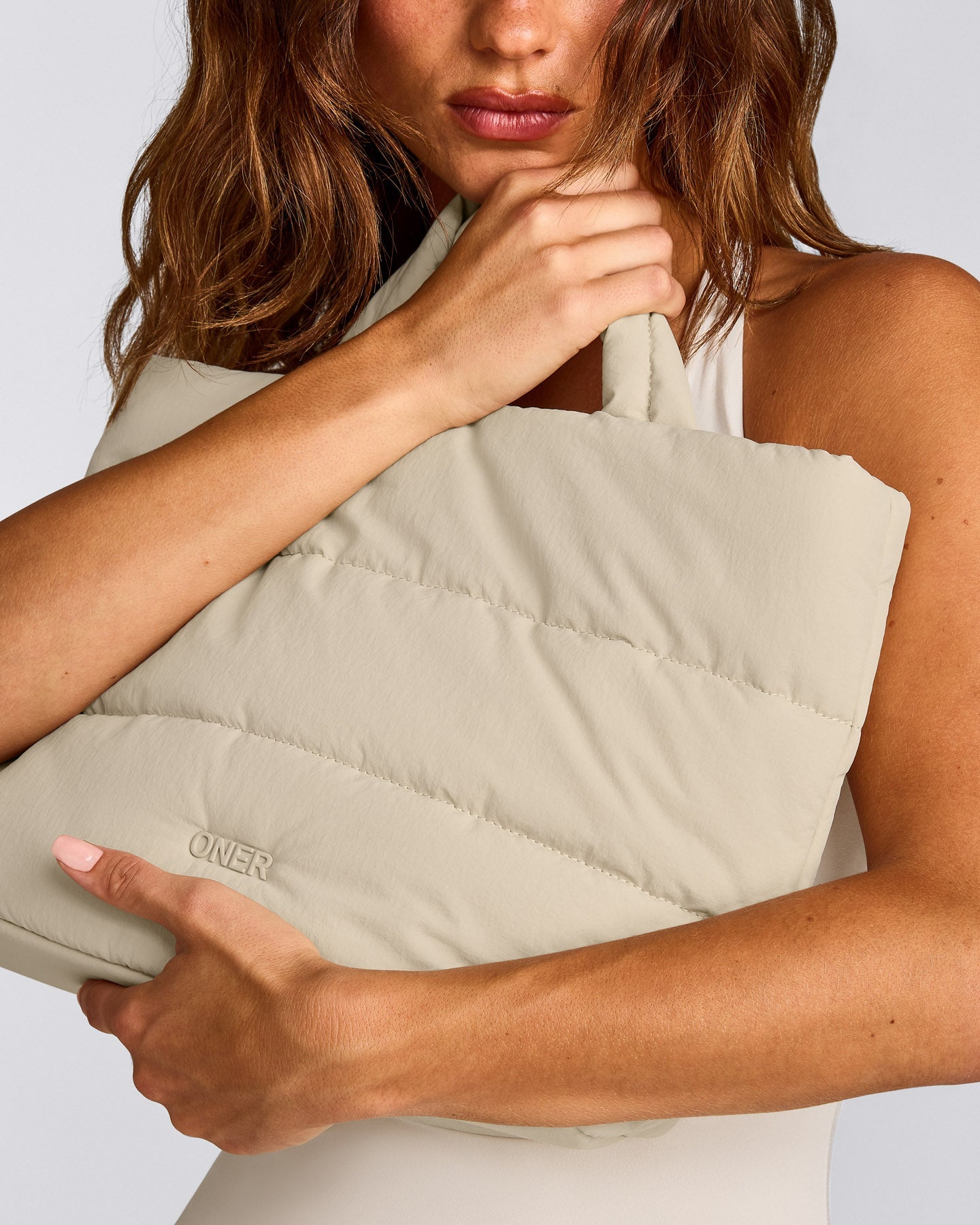 Quilted Midi Tote | Oatmeal