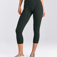 SoftMotion™ 3/4 Length Leggings with Gray Logo | Emerald Noir