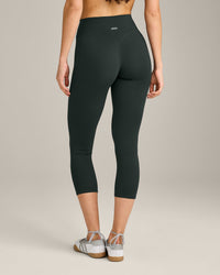 SoftMotion™ 3/4 Length Leggings with Gray Logo | Emerald Noir