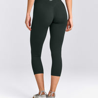 SoftMotion™ 3/4 Length Leggings with Gray Logo | Emerald Noir